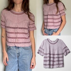 Aritzia Wilfred Lavender Lace Detailed Blouse